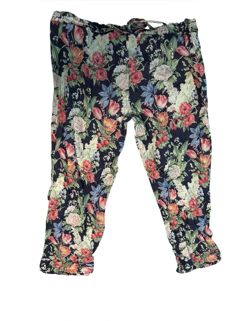 Anthropologie Papinelle Cropped Pajamas Pjs Floral Strawberry 100% Cotton π - Picture 8 of 10